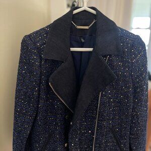 White House Black Market- Sequin Tweed Moto Jacket (size 8)
